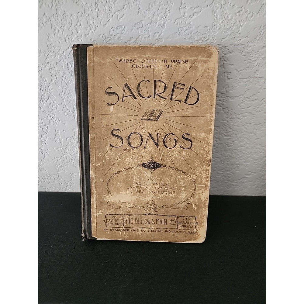 Antique 1896 Sacred Songs No. 1  Sankey McGranahan Slebbin Hymnal Religious Text